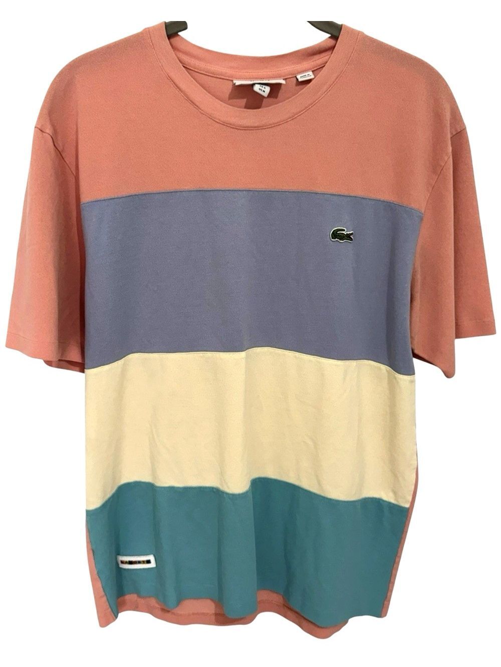 Vintage Y2K LACOSTE TH5068 Cotton Pique Relaxed Fit Colorblock Tee Shirt Sz M